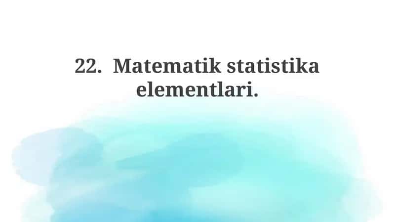Matematik statistika elementlari 1