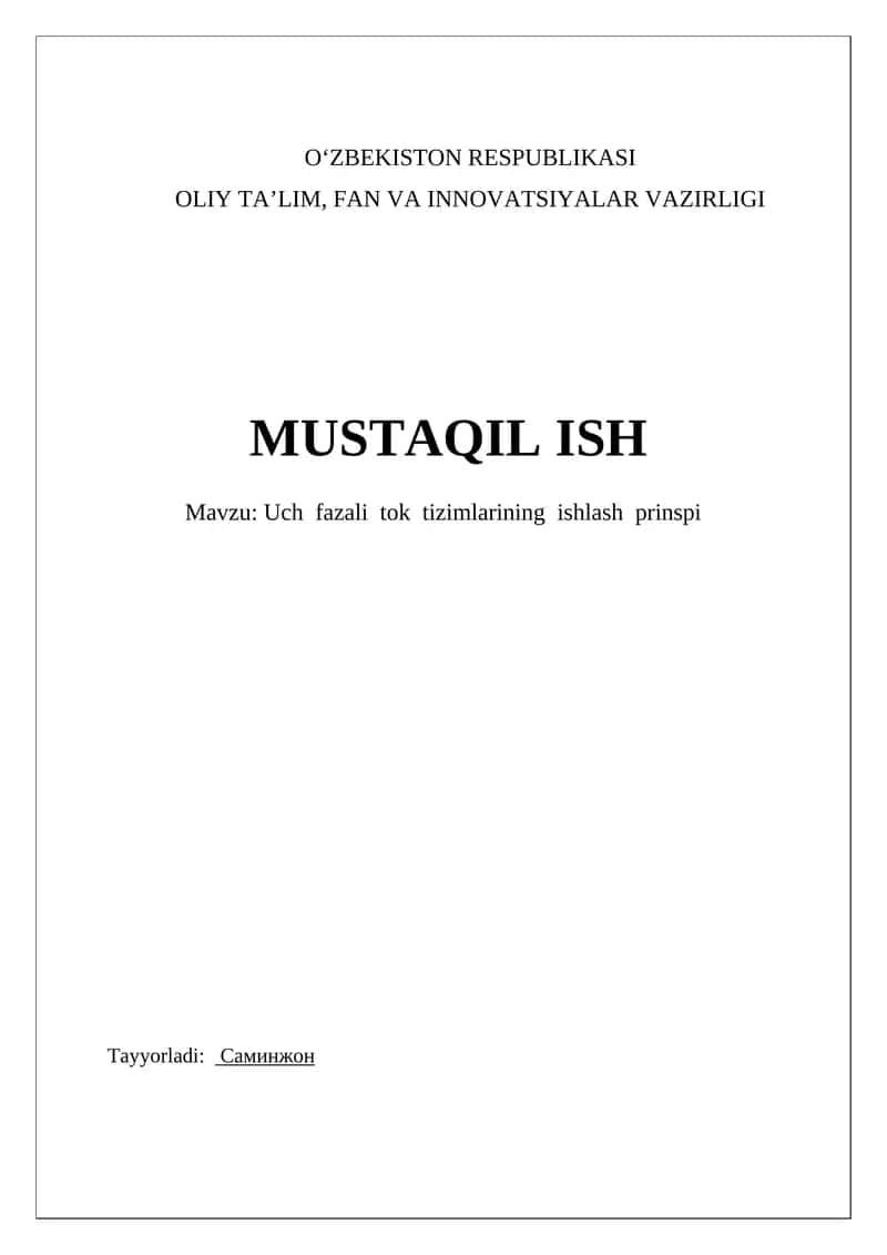 Uch fazali tok tizimlari 1