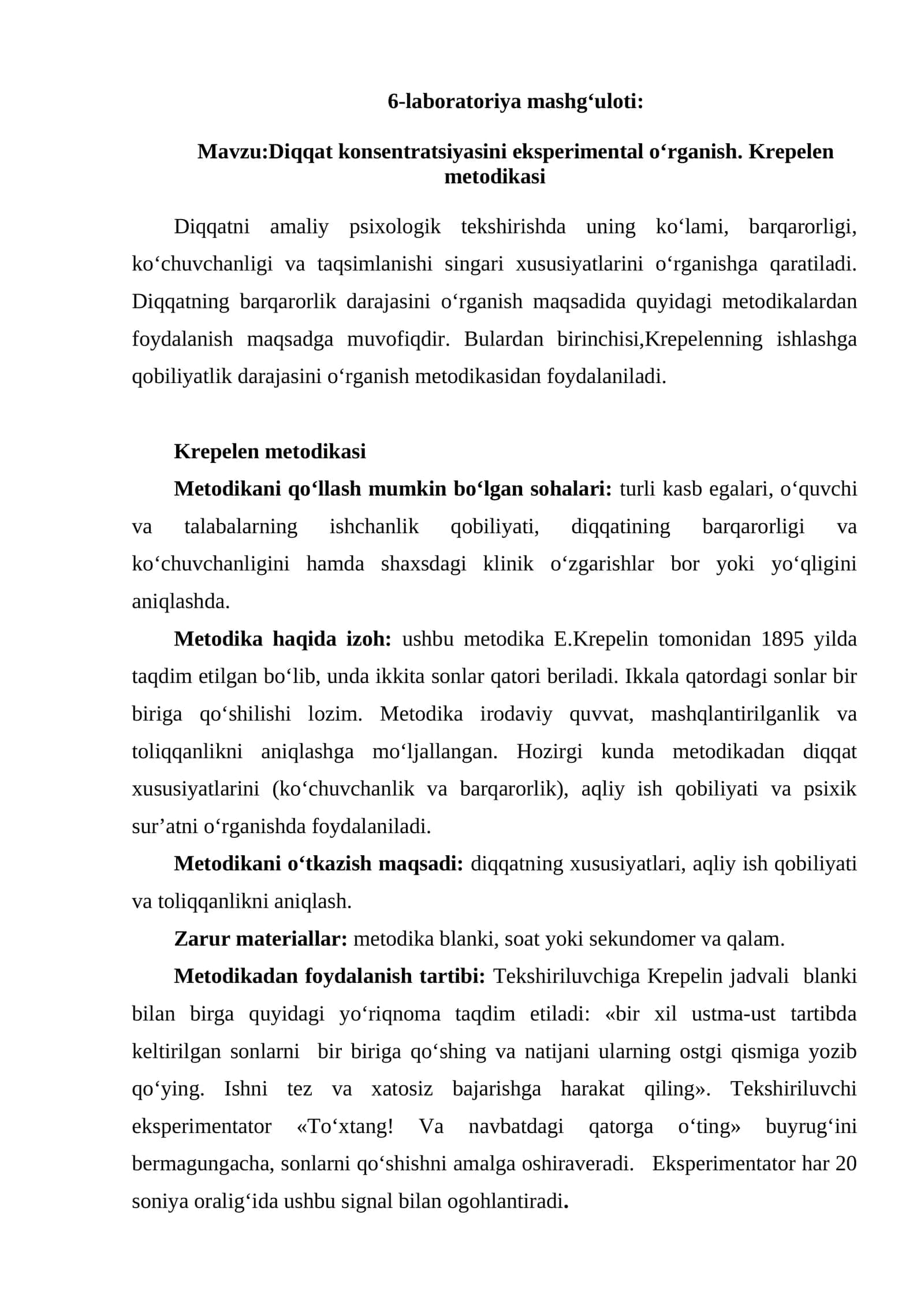 Krepelen Metodikasi 1