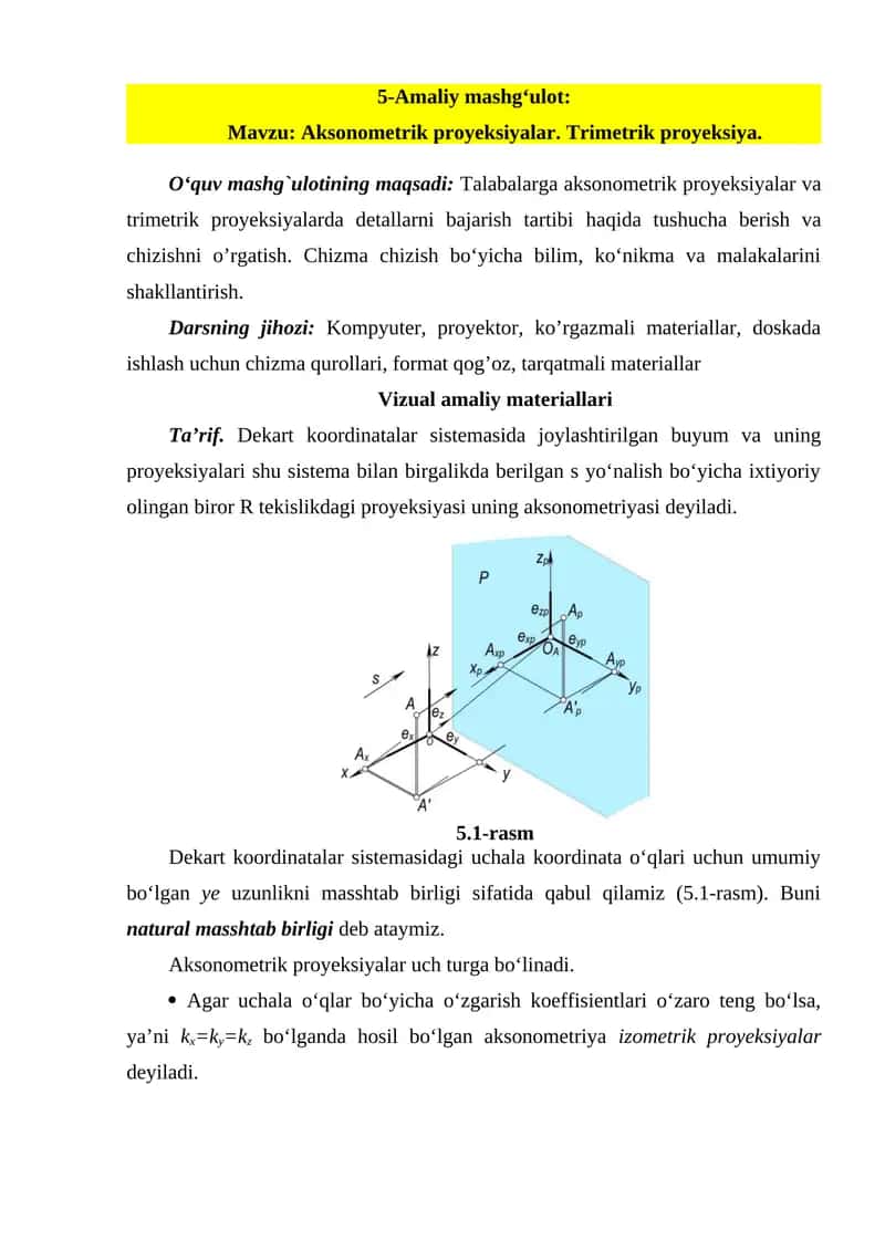 Aksonometrik proyeksiyalar 1