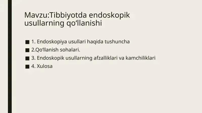 Tibbiyotda endoskopik usullarning qoʻllanishi 1