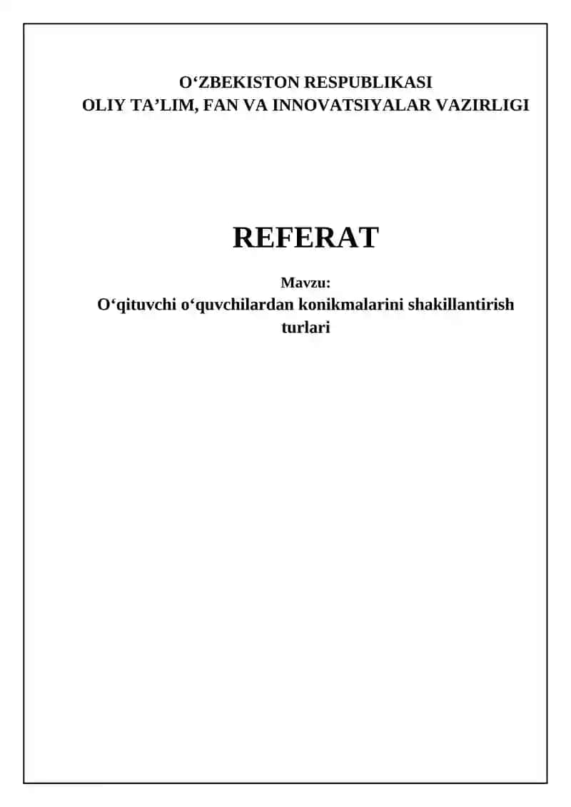 O'quvchilarning Konikmasi