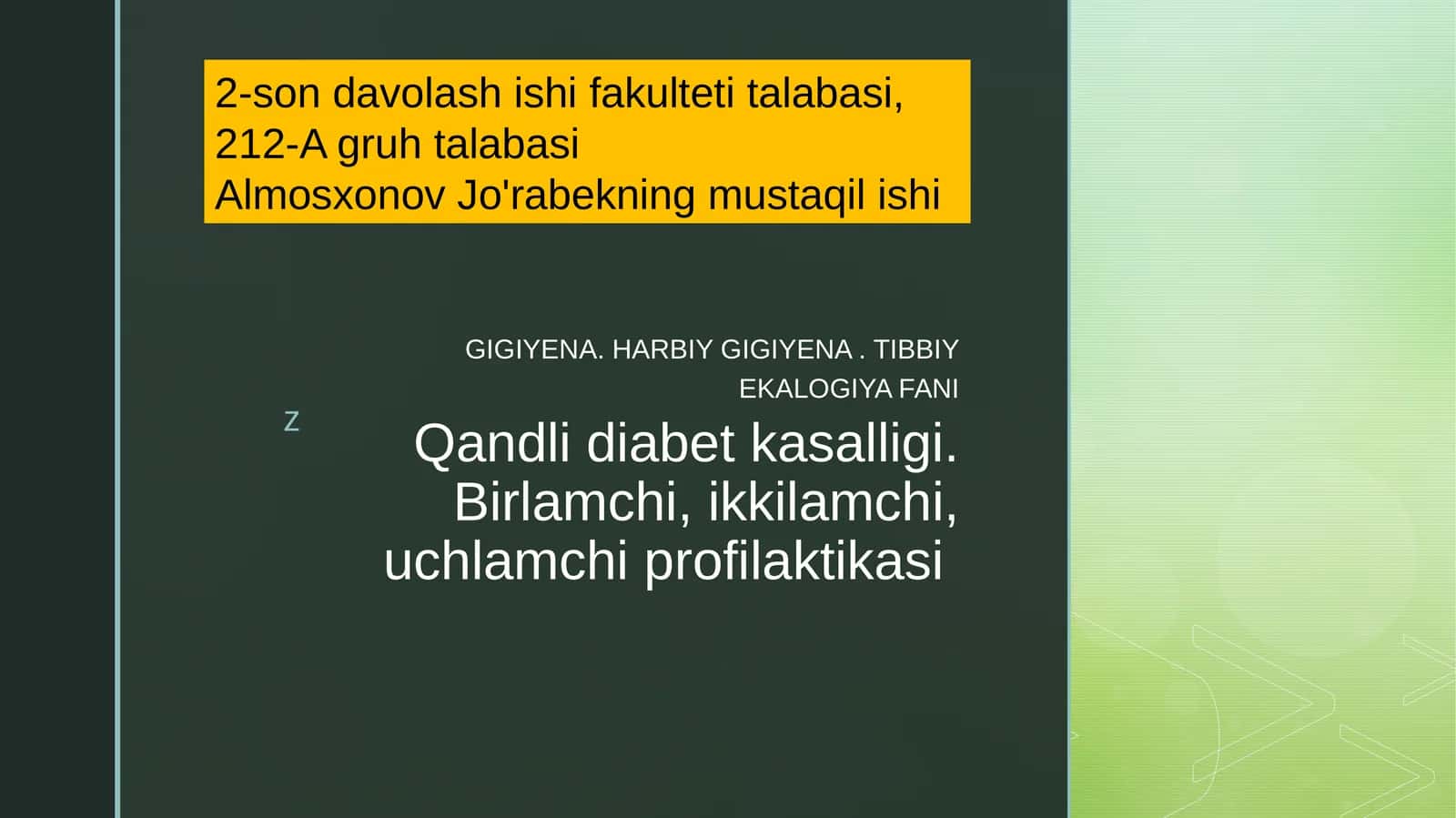 Qandli diabetning Klinik ta’rifi 1