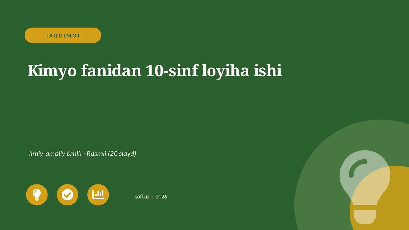 Kimyo fanidan 10-sinf loyiha ishi 1