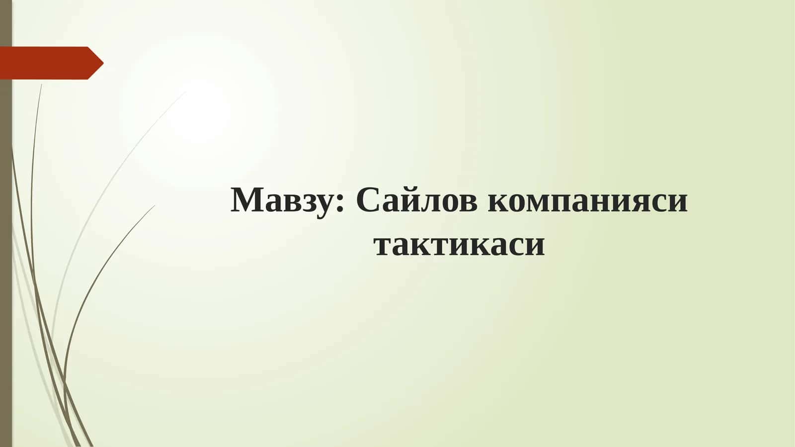 Сайлов компанияси тактикаси 1