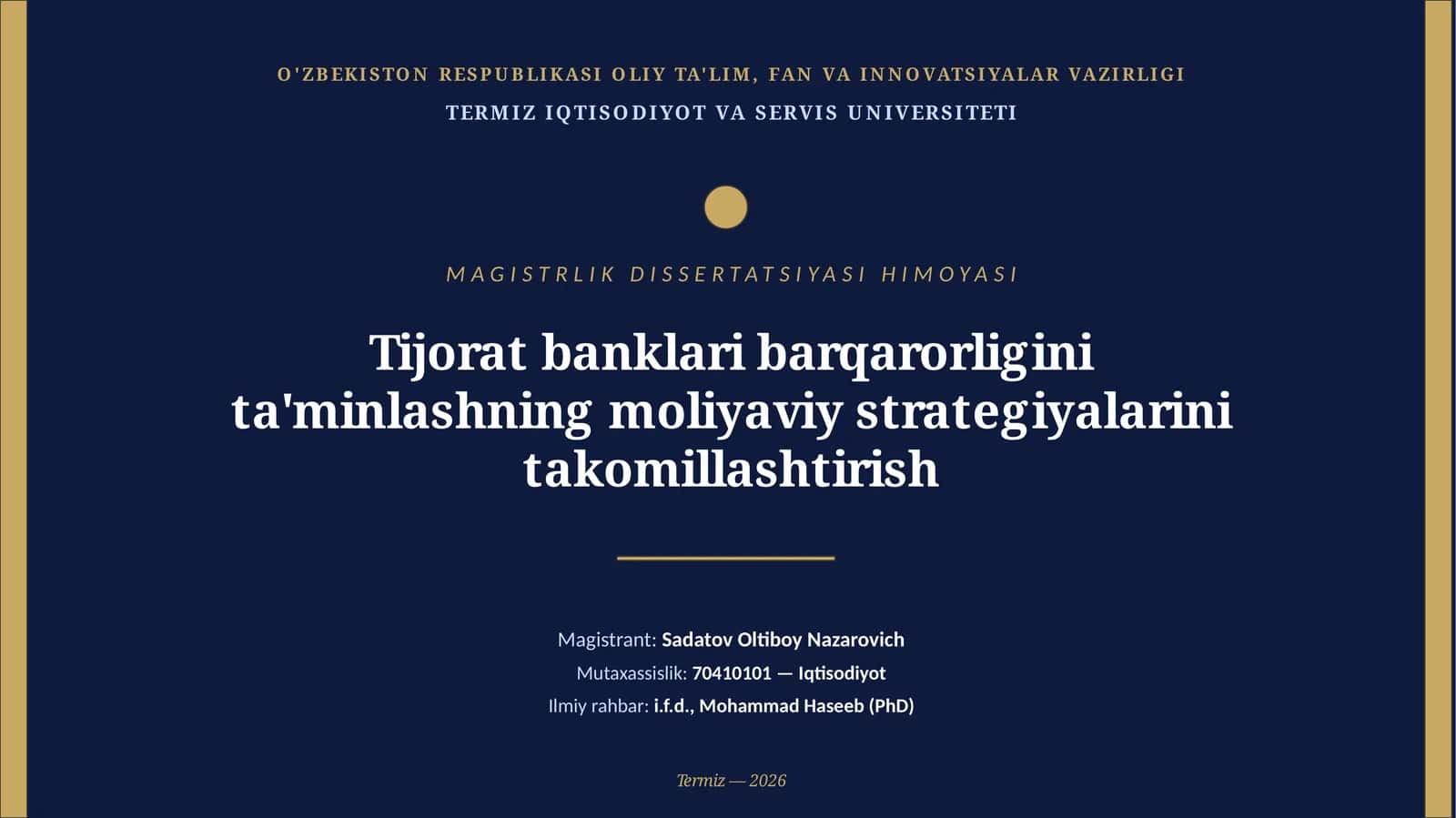 MAGISTRLIK DISSERTATSIYASI HIMOYASI 1