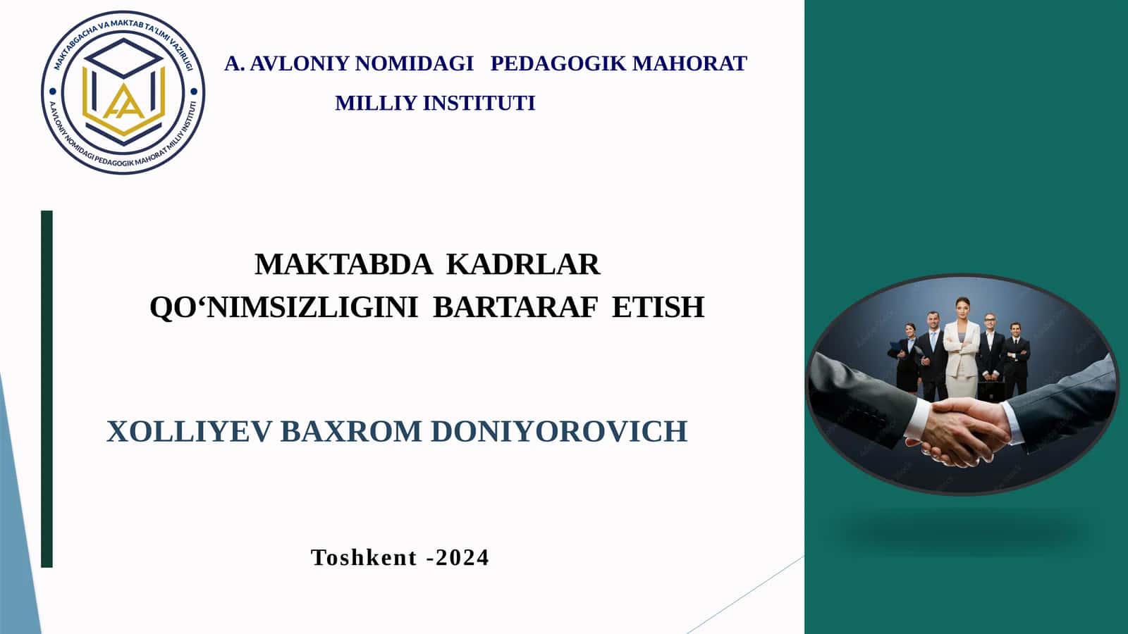 MAKTABDA KADRLAR QO‘NIMSIZLIGINI BARTARAF ETISH 1