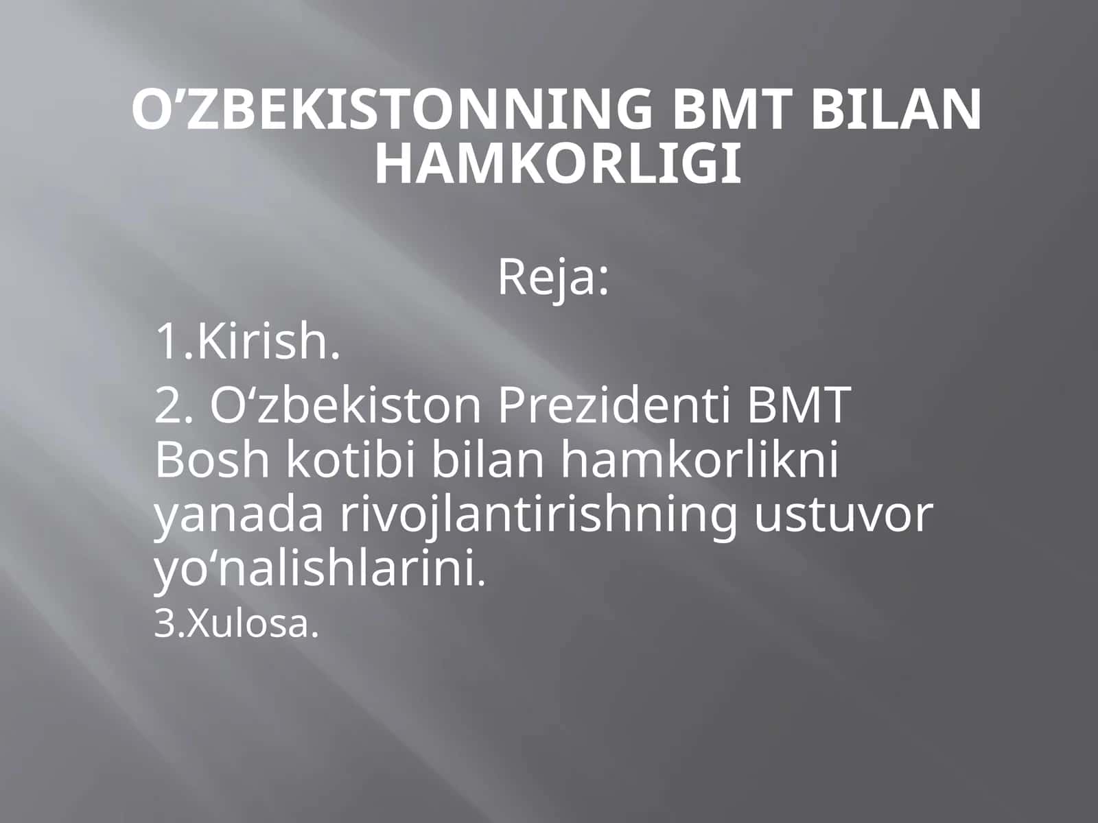 O’zbekistonning BMT bilan hamkorligi 1
