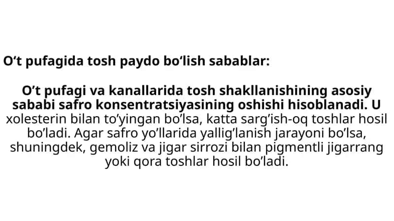 O‘t pufagida tosh paydo bo‘lish sabablar 1