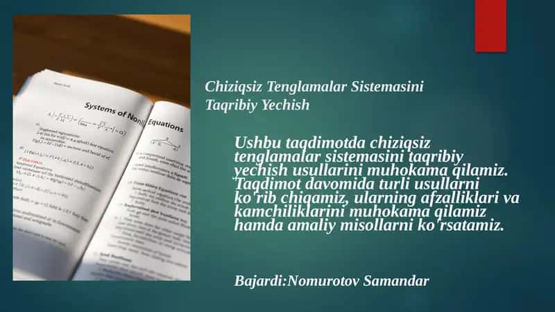 Chiziqsiz Tenglamalar Sistemasi 1