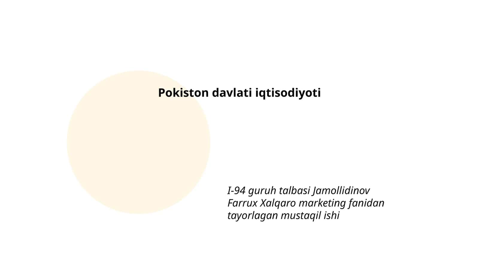 Pokiston davlati iqtisodiyoti 1