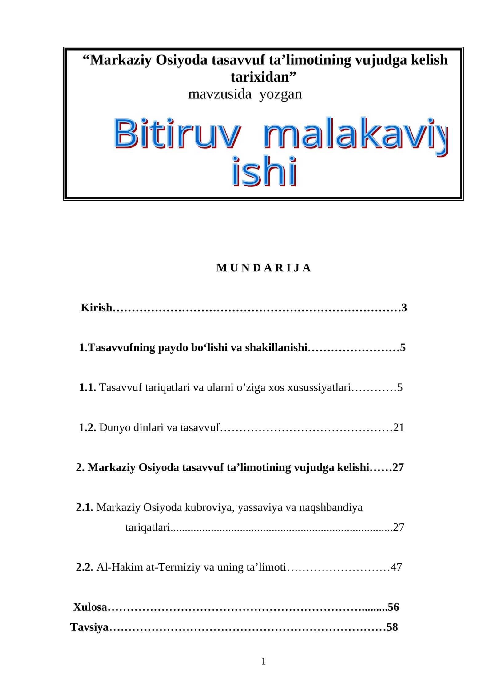 Markaziy Osiyoda tasavvuf ta’limotining vujudga kelish tarixidan 1
