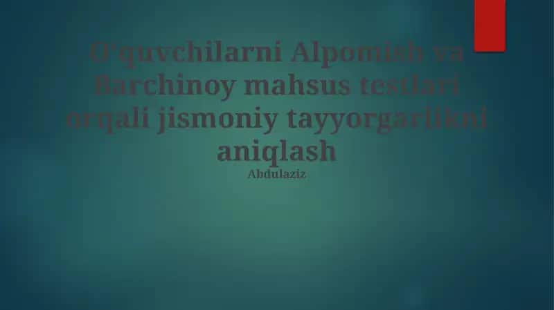 Alpomish va Barchinoy Mahsus Testlari 1