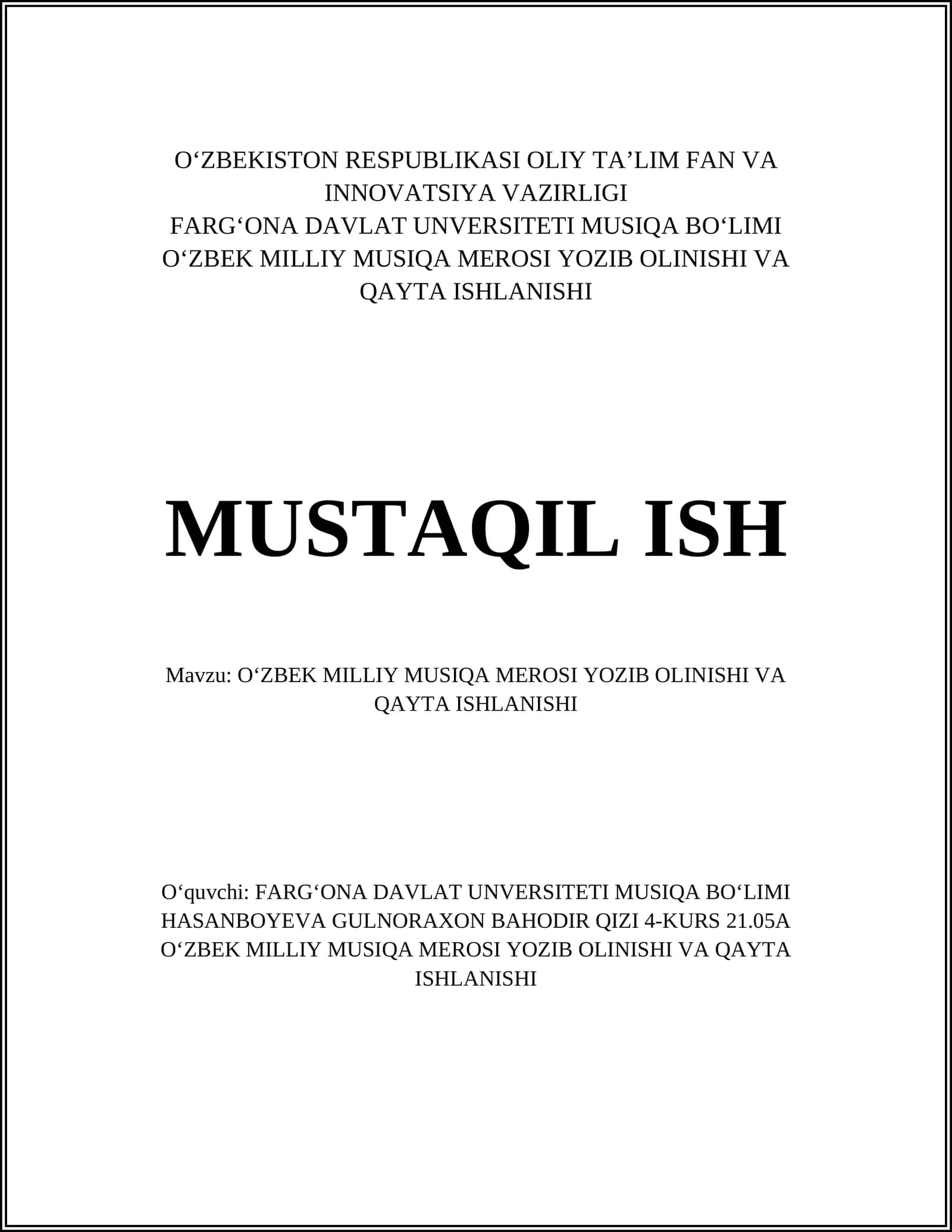 O‘zbek Milliy Musiqa Merosi 1
