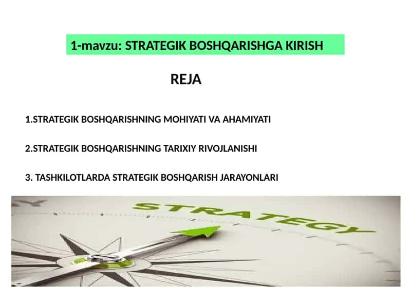 STRATEGIK BOSHQARISHGA KIRISH 1
