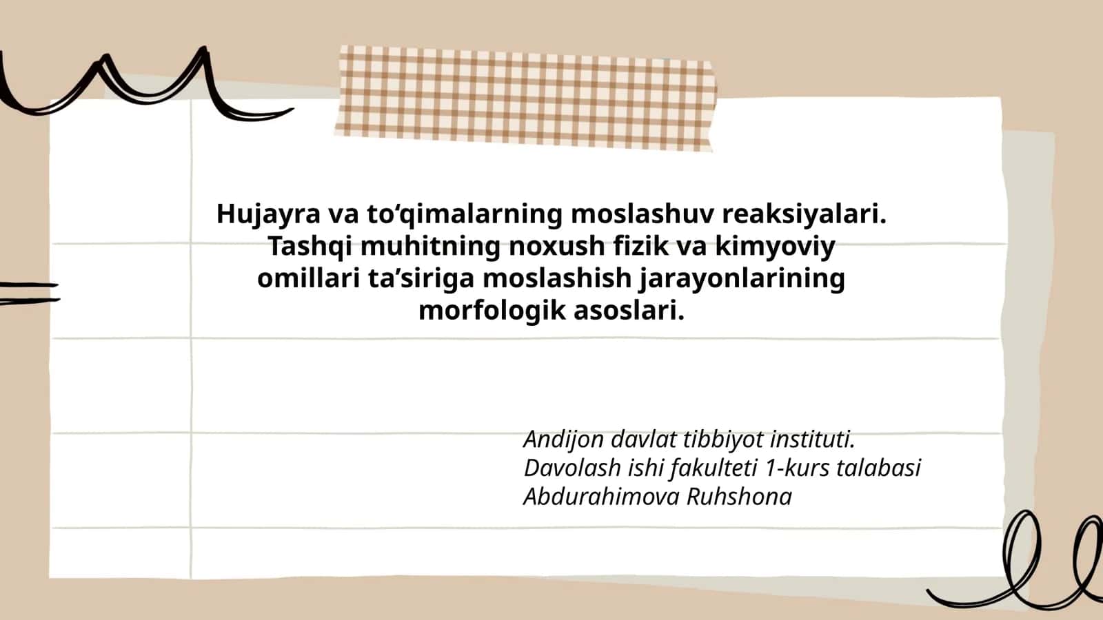 Hujayra va to‘qimalarning moslashuv reaksiyalari 1