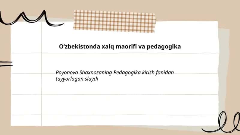Oʻzbekistonda xalq maorifi va pedagogika 1