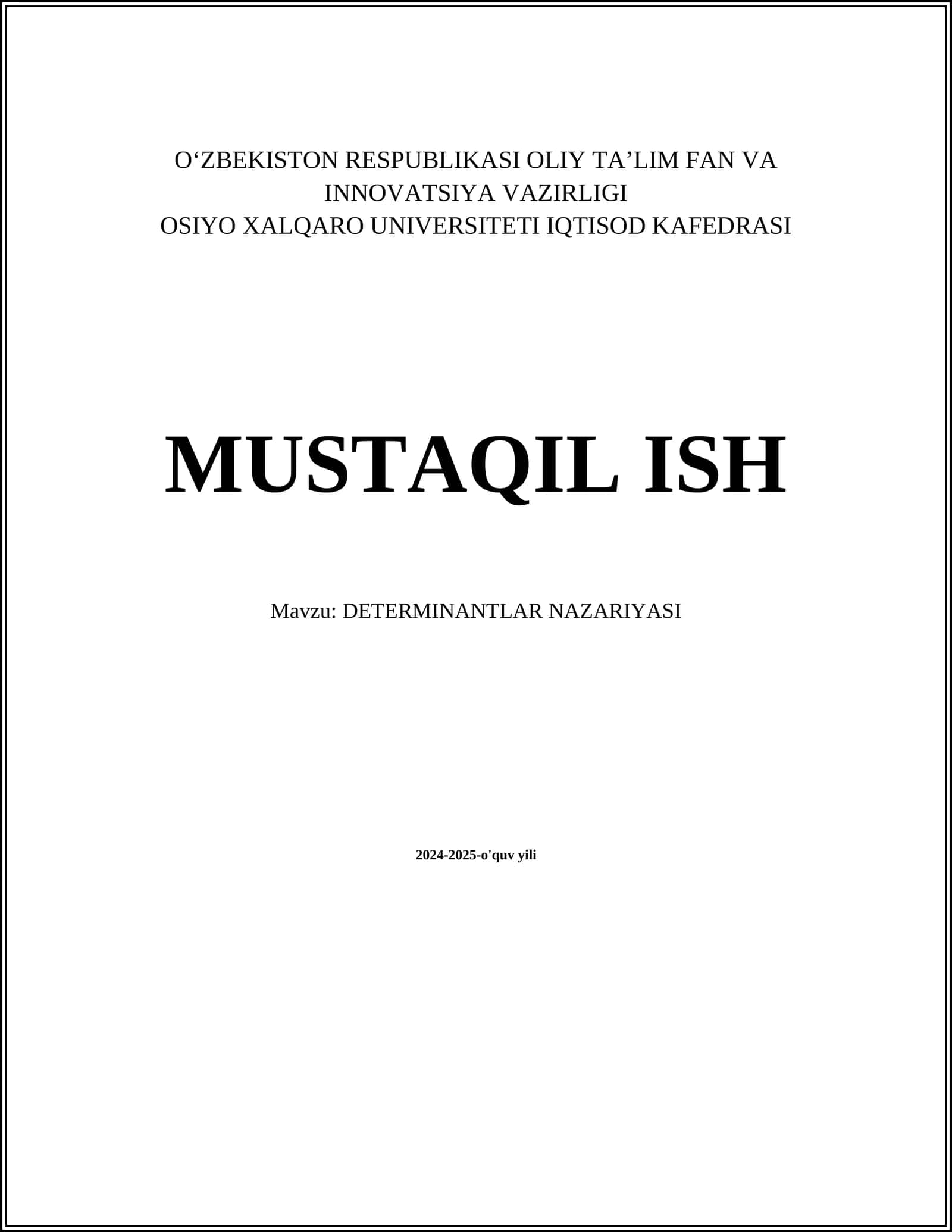 DETERMINANTLAR NAZARIYASI 1