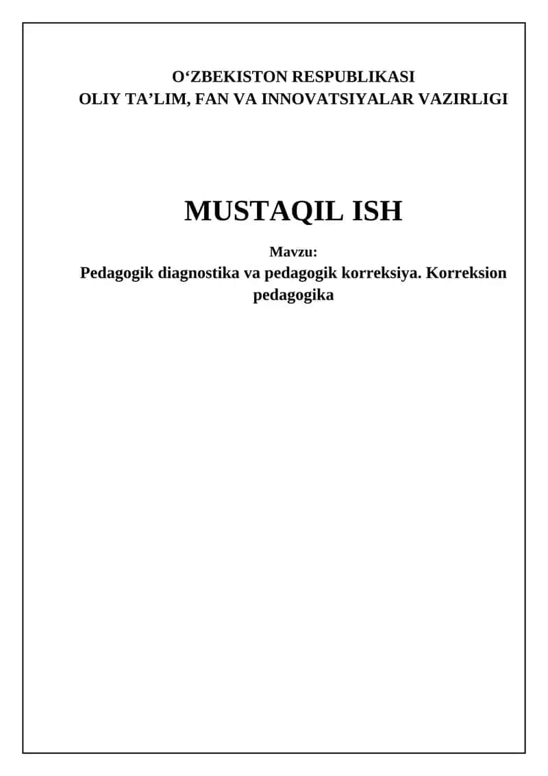 Pedagogik Diagnostika va Pedagogik Korreksiya 1