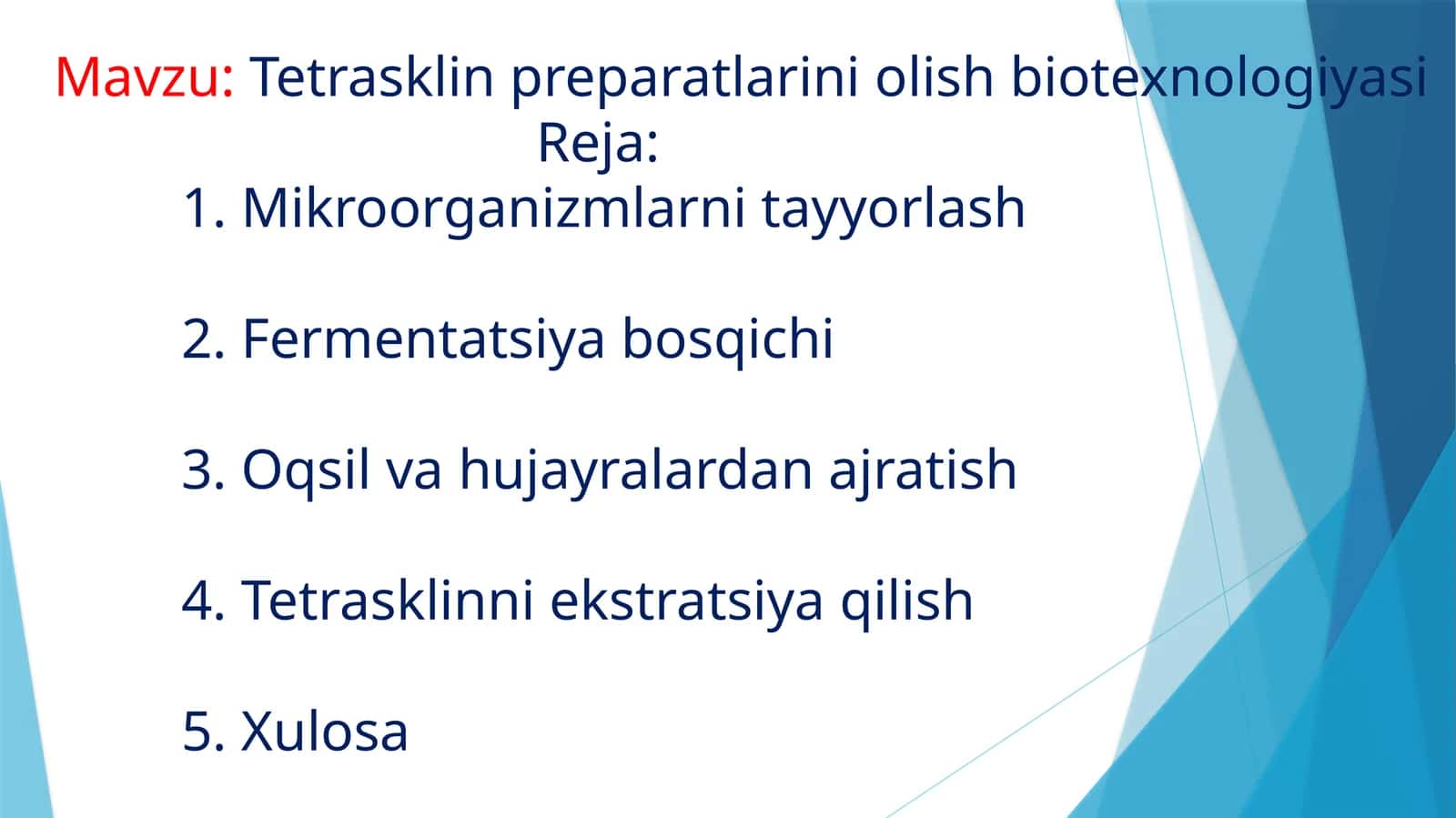 Tetrasklin preparatlarini olish biotexnologiyasi 1