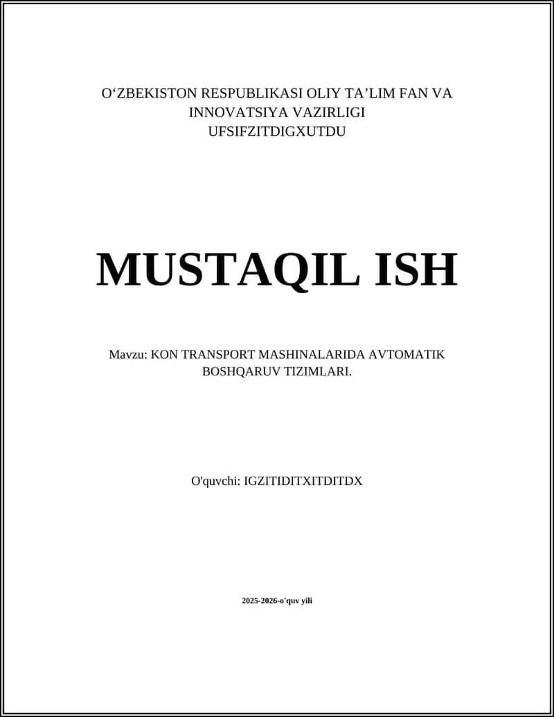 KON TRANSPORT MASHINALARIDA AVTOMATIK BOSHQARUV TIZIMLARI 1