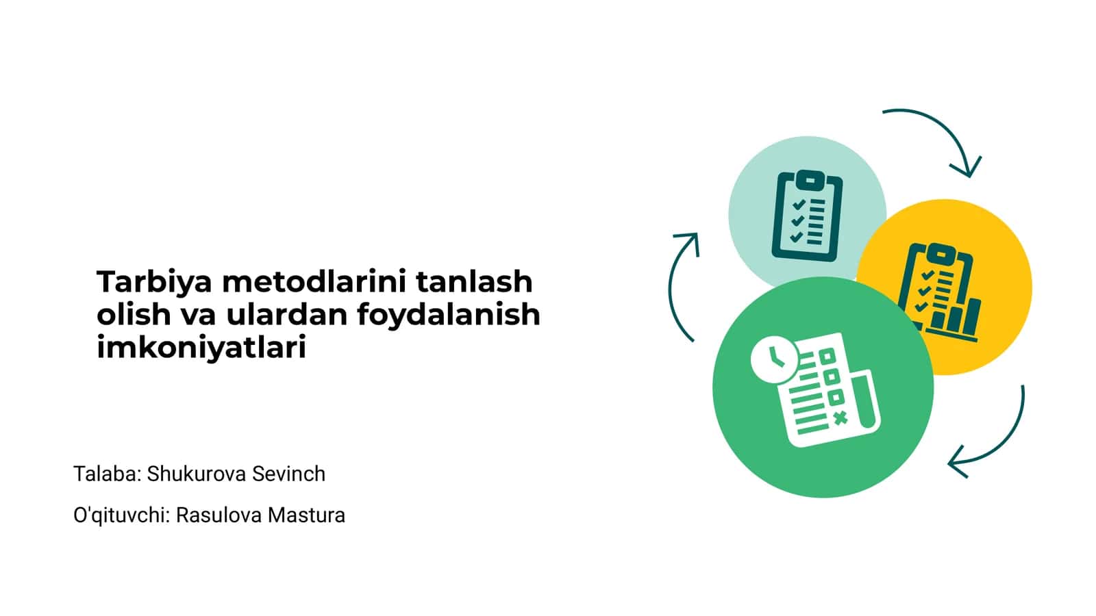 Tarbiya metodlarini tanlash olish va ulardan foydalanish imkoniyatlari 1