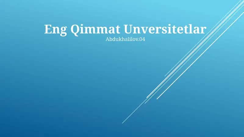 Eng Qimmat Unversitetlar 1
