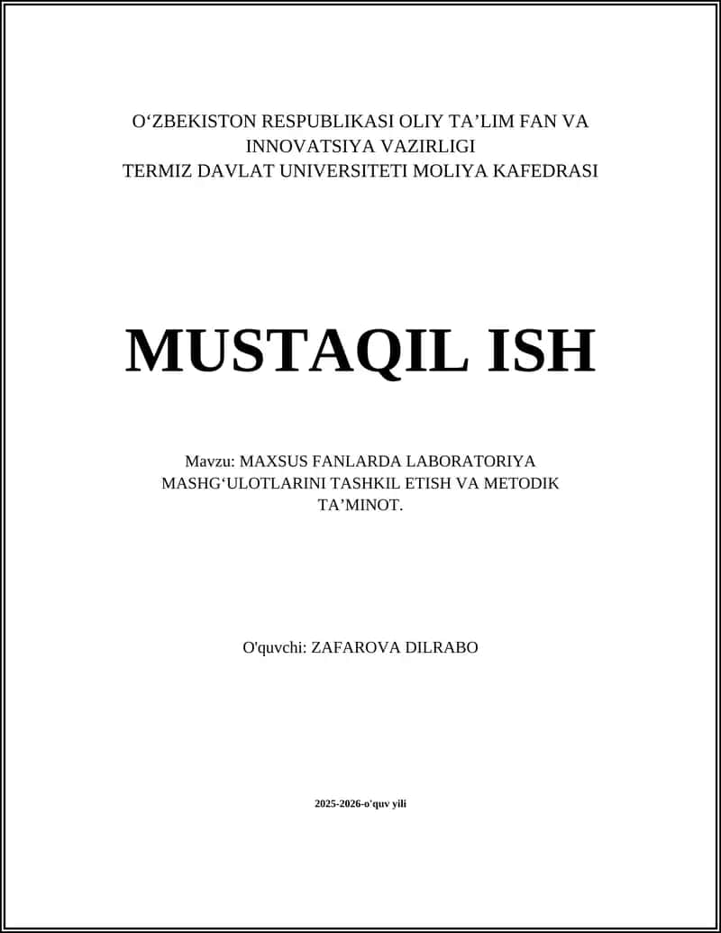 Laboratoriya Mashg'ulotlari 1