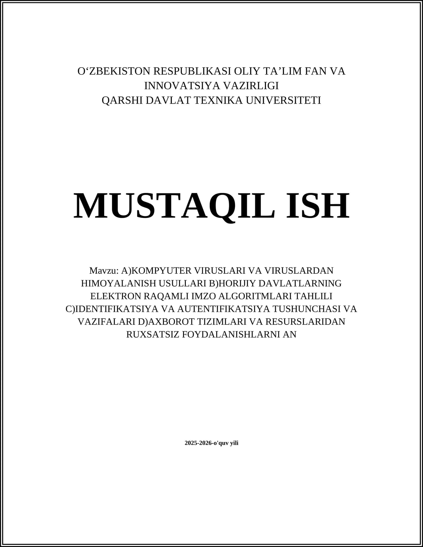 Kompyuter viruslarining turlari va tarqalish mexanizmlari 1
