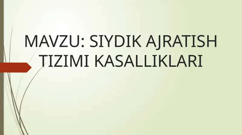 SIYDIK AJRATISH TIZIMI KASALLIKLARI 1