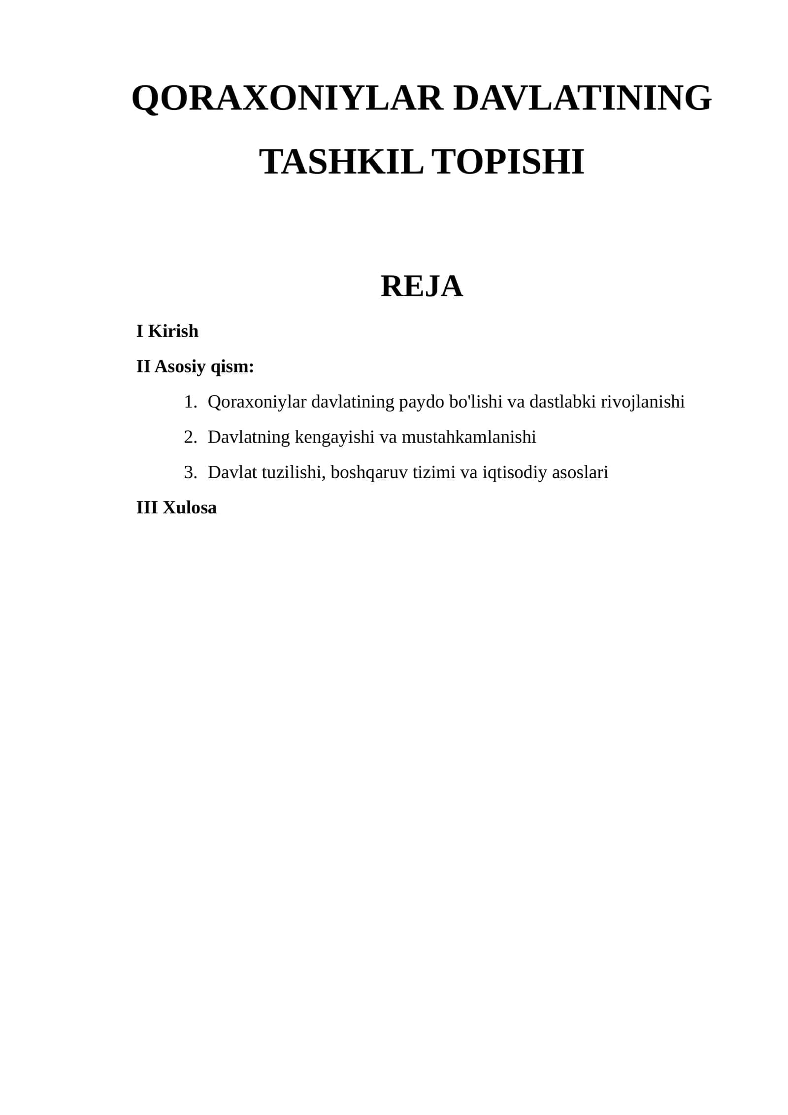 QORAXONIYLAR DAVLATINING TASHKIL TOPISHI 1