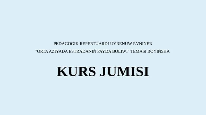 ORTA AZIYADA ESTRADANIŃ PAYDA BOLIWI 1