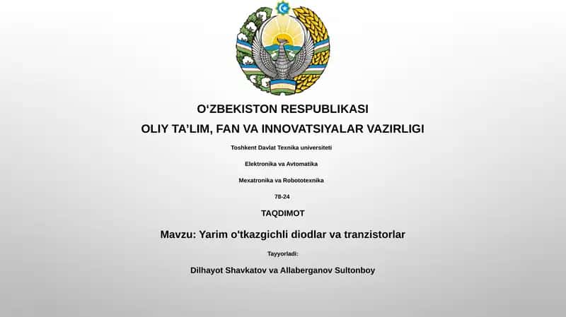 Yarim o'tkazgichli diodlar va tranzistorlar 1