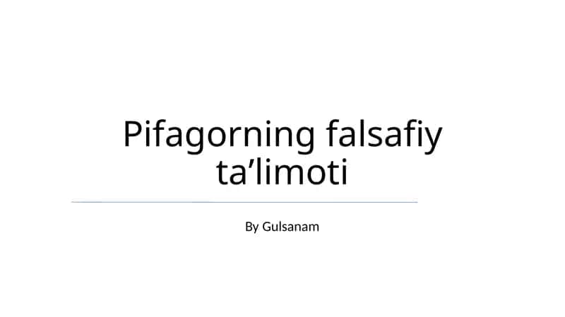 Pifagorning falsafiy taʼlimoti 1