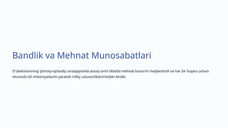 Bandlik va Mehnat Munosabatlari 1