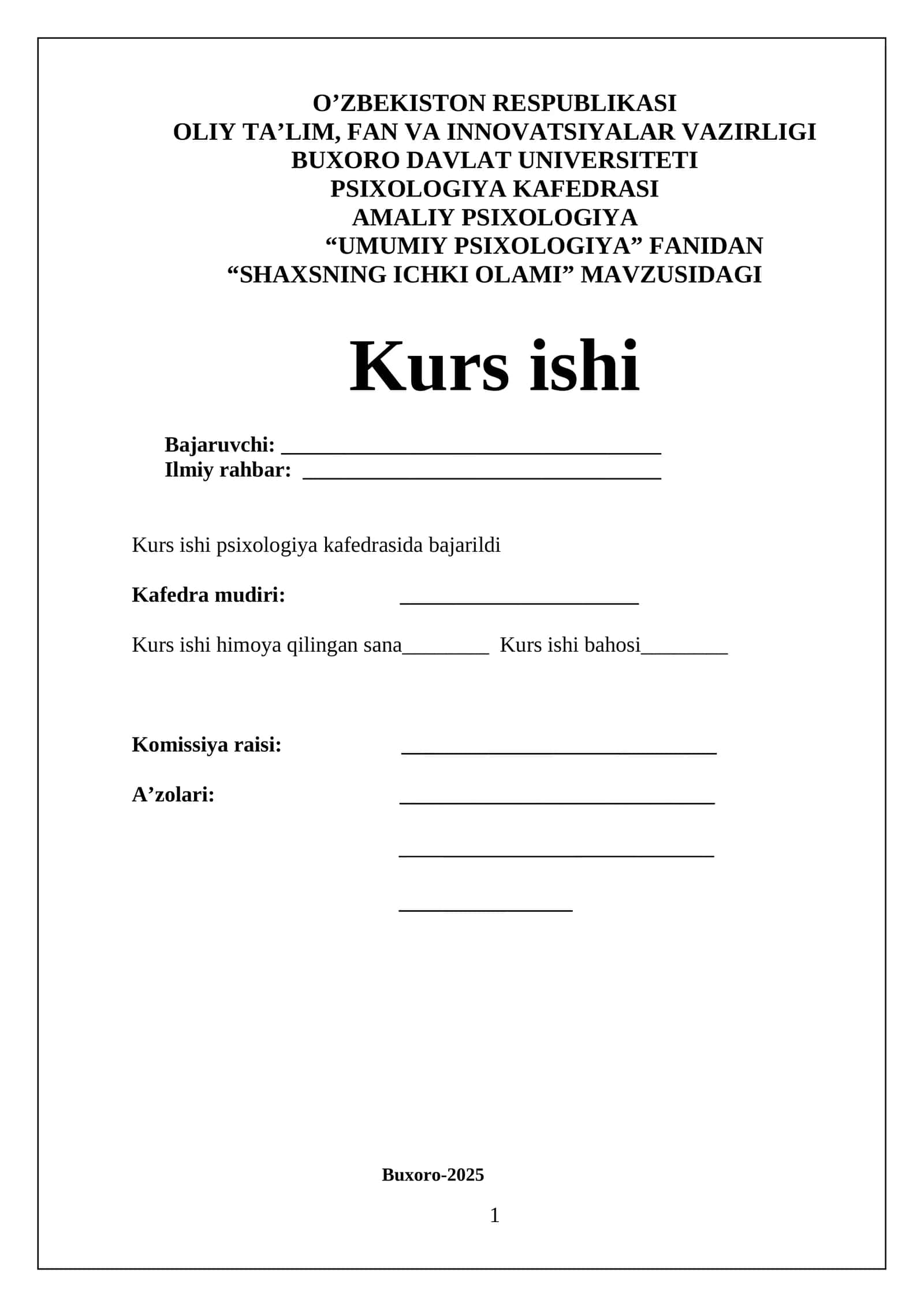 SHaxsning ichki olami 1