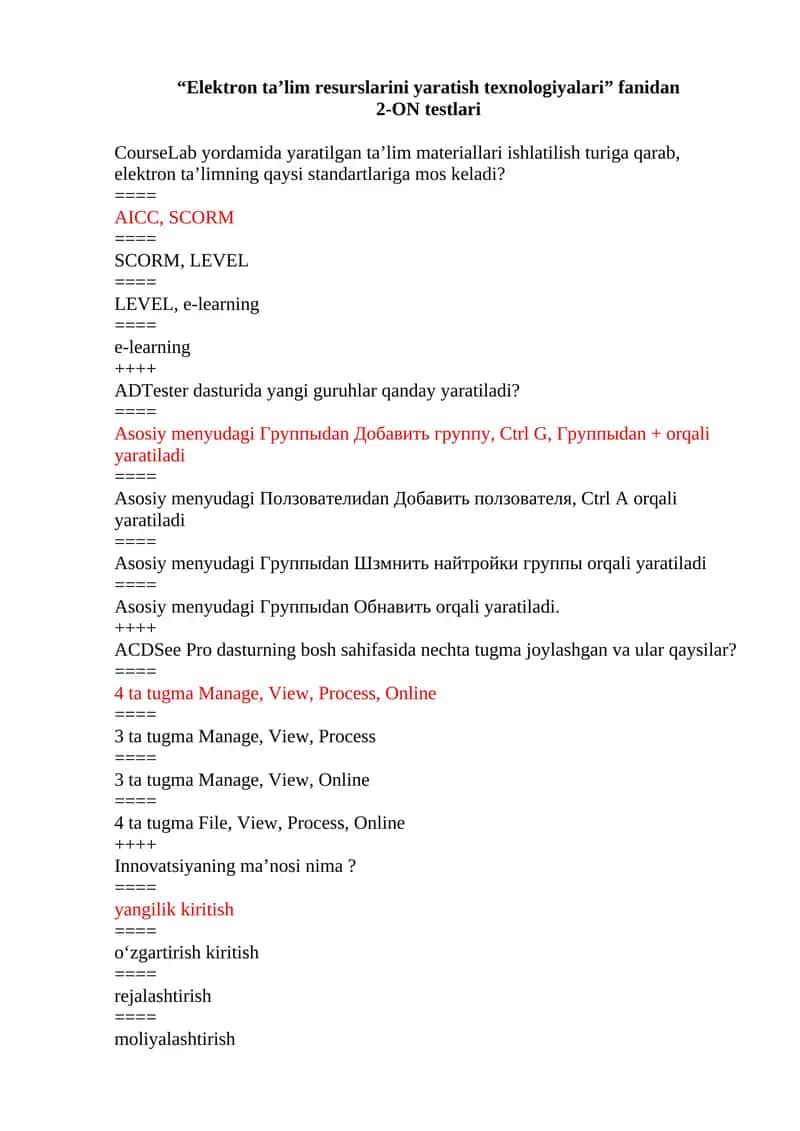 Elektron ta'lim resurslarini yaratish texnologiyalari 1