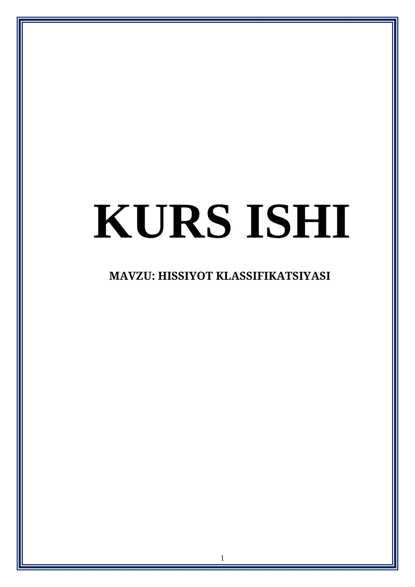 HISSIYOT KLASSIFIKATSIYASI 1