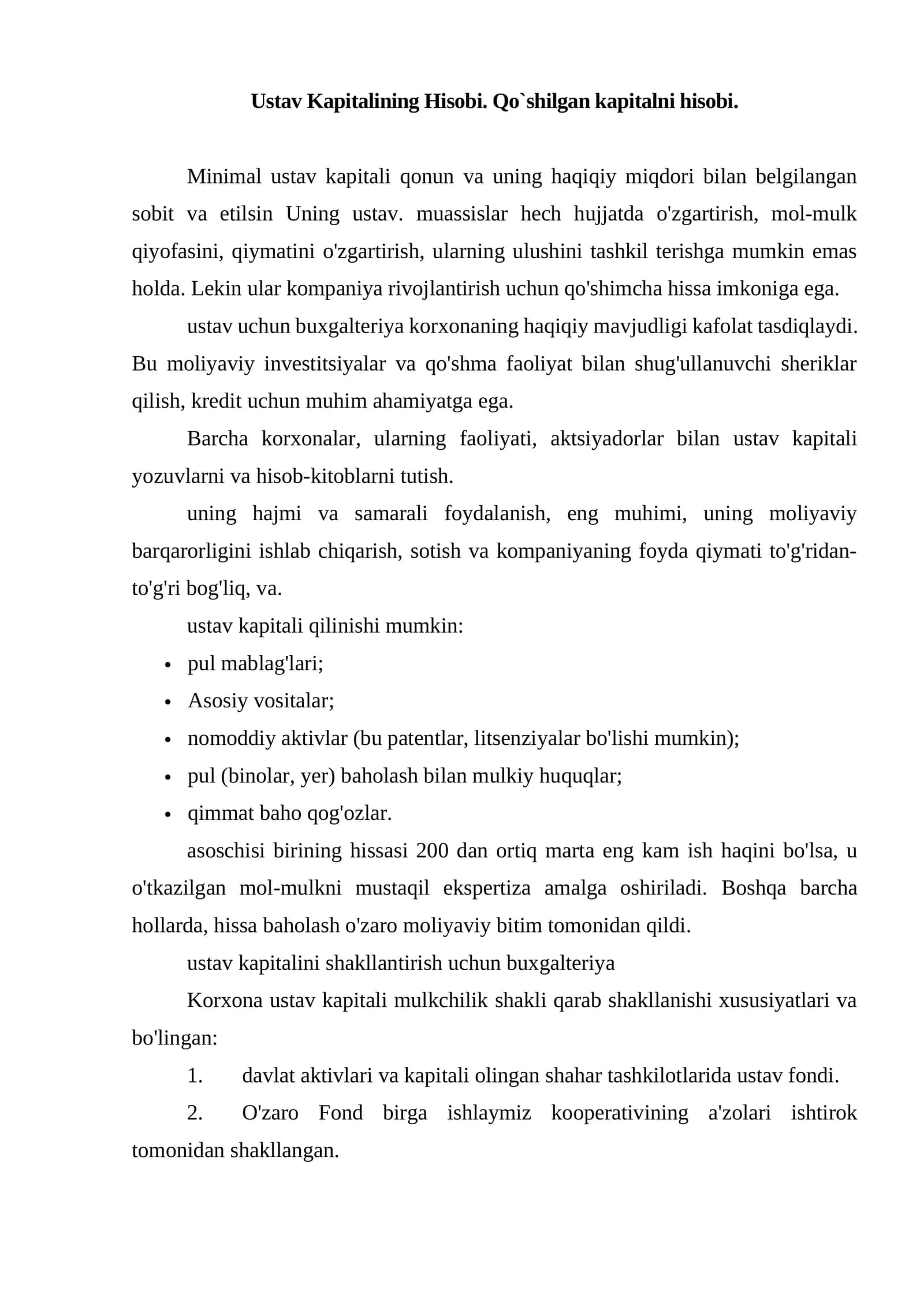 Ustav Kapitalining Hisobi 1