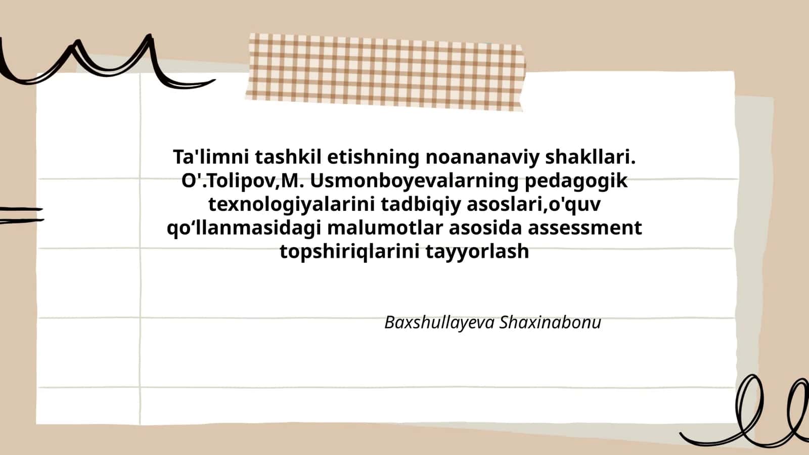 Ta'limni tashkil etishning noananaviy shakllari 1