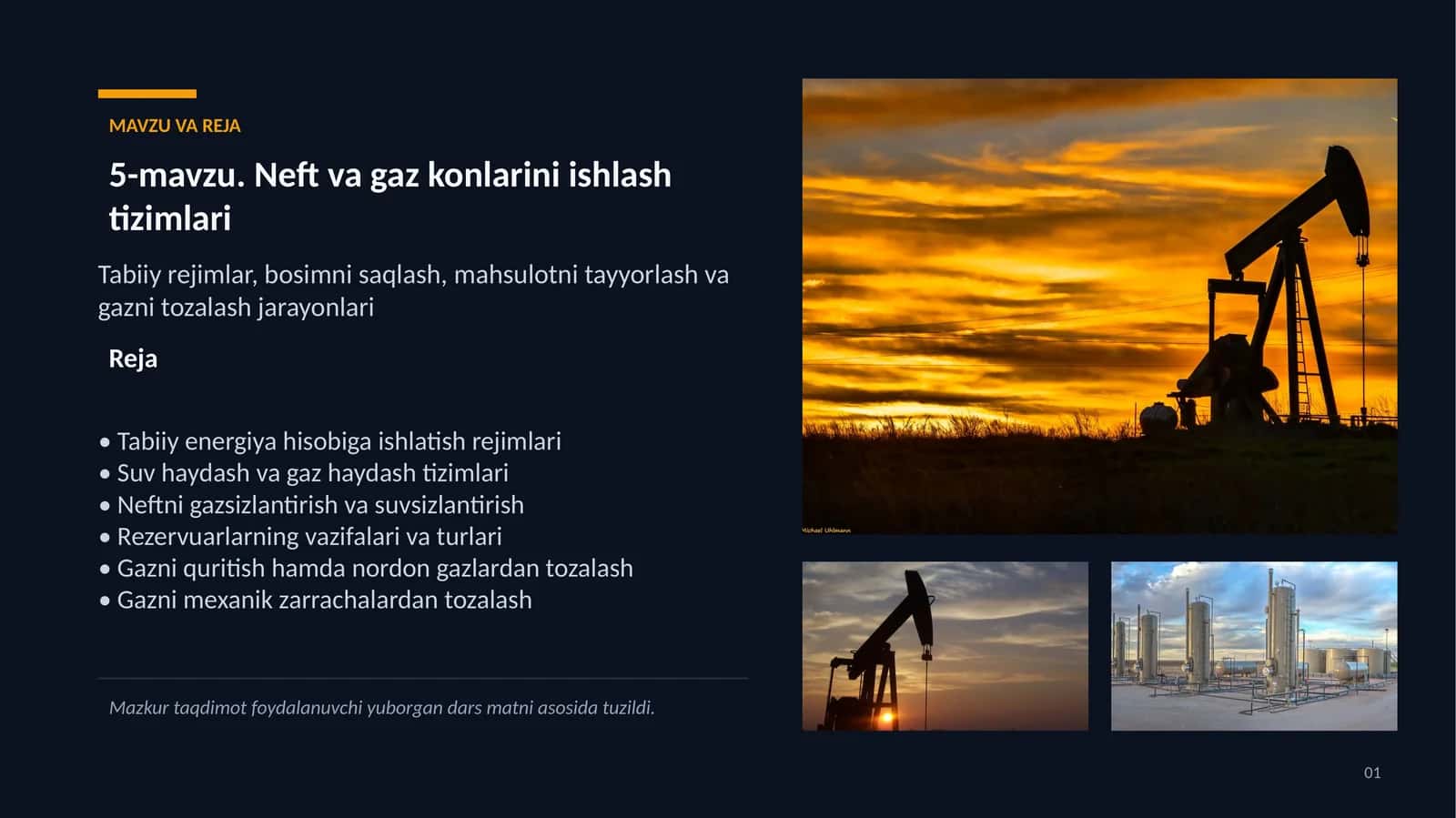 Neft va Gaz Konlarini Ishlash Tizimlari 1