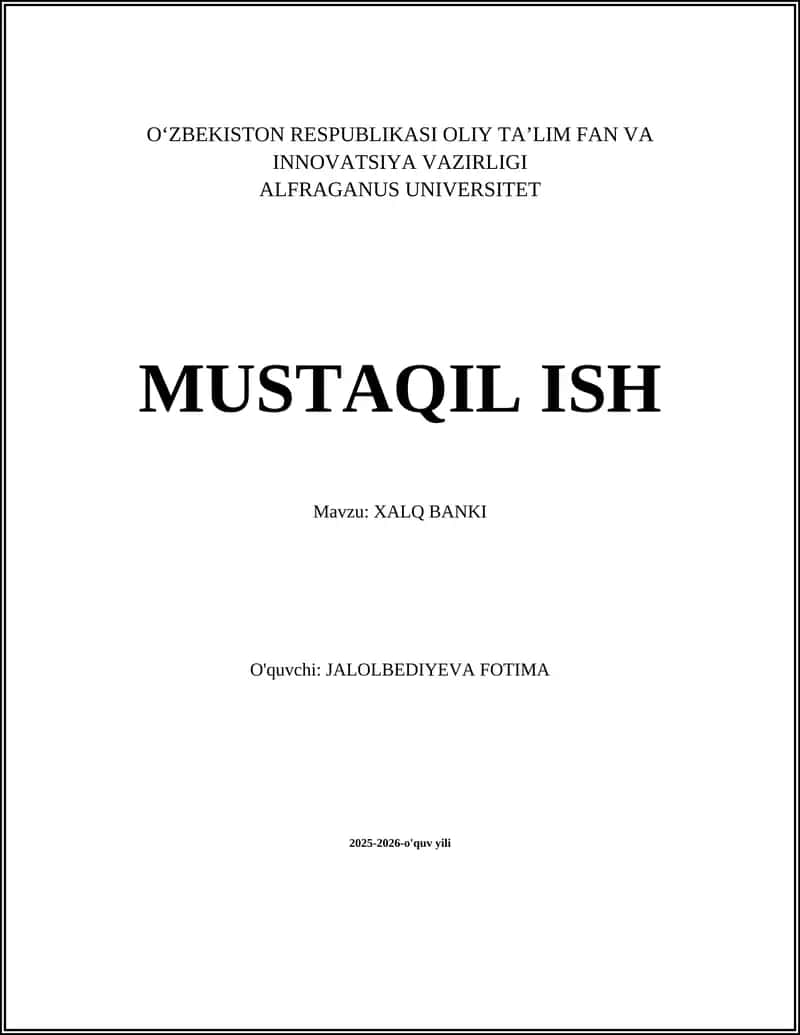 XALQ BANKI 1