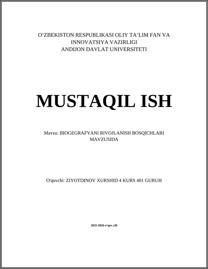 BIOGEGRAFYANI RIVOJLANISH BOSQICHLARI 1