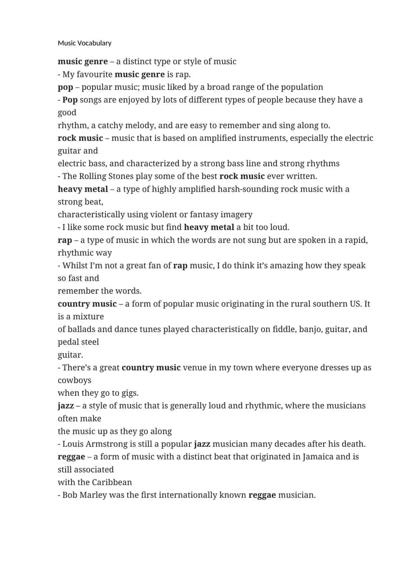 Music Vocabulary 1