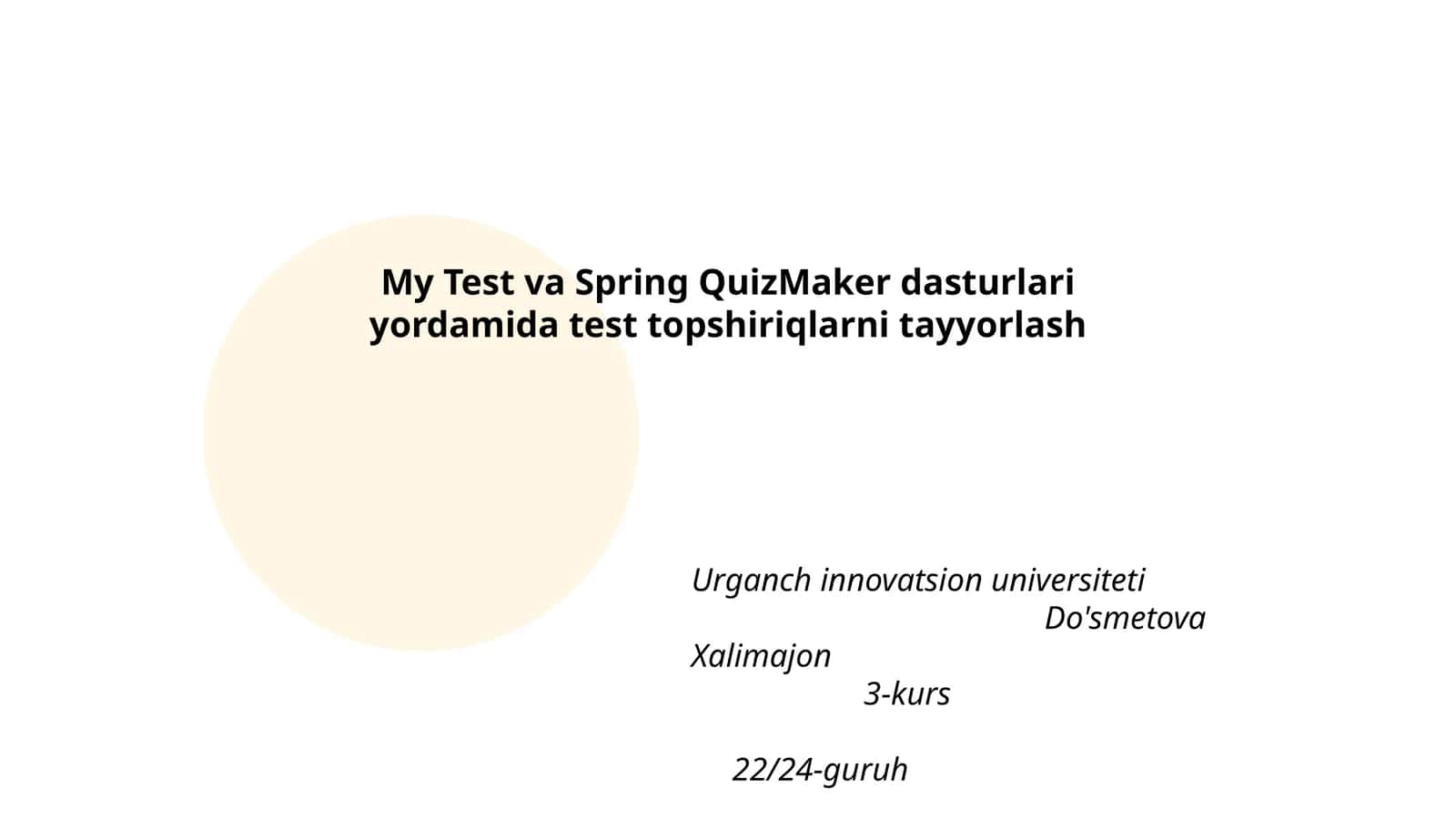 My Test va Spring QuizMaker 1