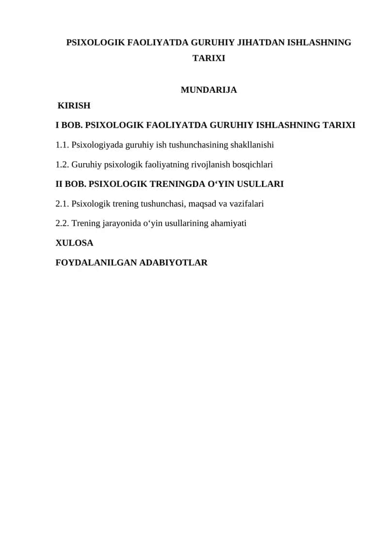 PSIXOLOGIK FAOLIYATDA GURUHIY JIHATDAN ISHLASHNING TARIXI 1