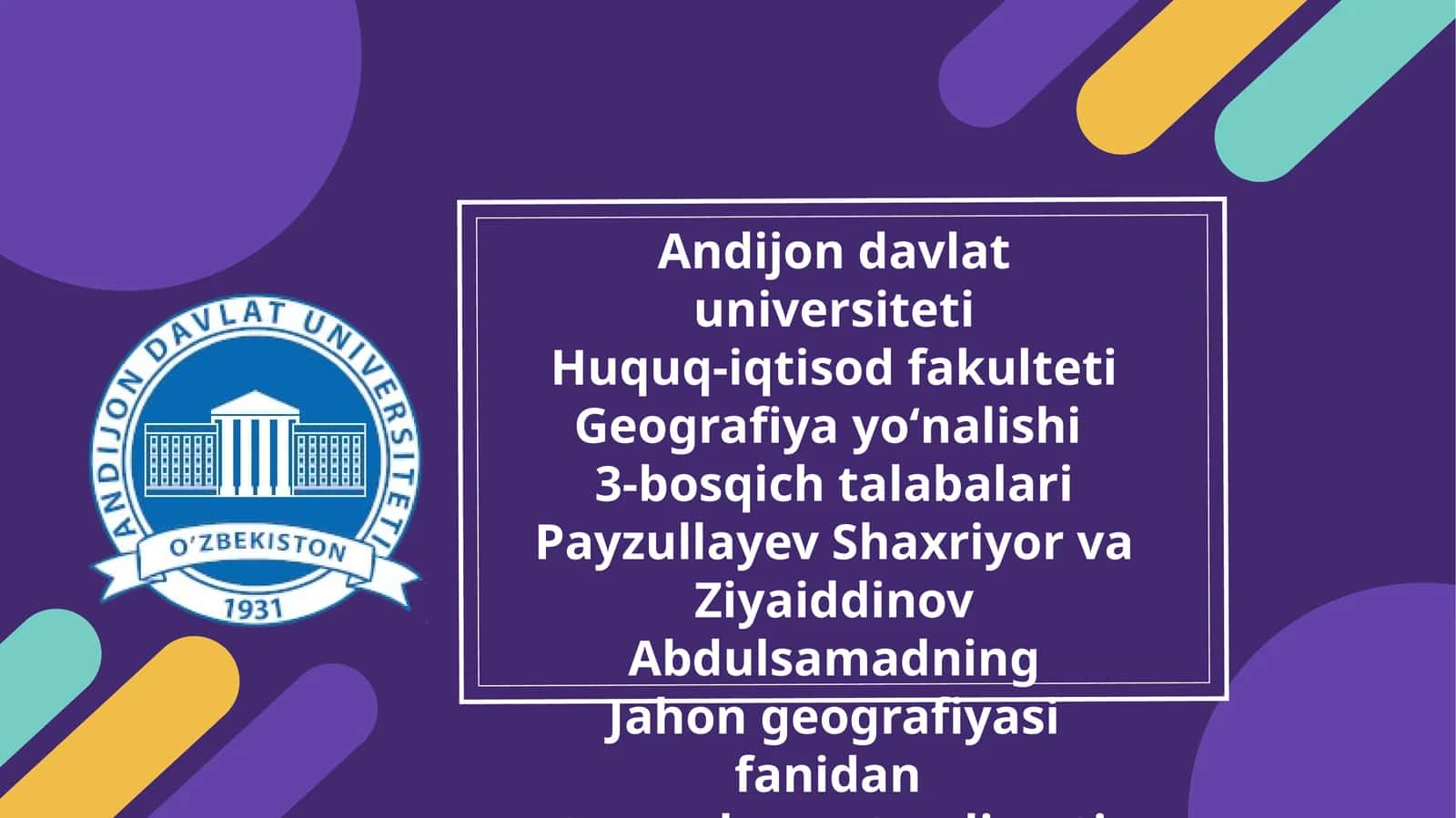 OʻRTA OSIYONI TABIIY-GEOGRAFIK RAYONLASHTIRISH 1