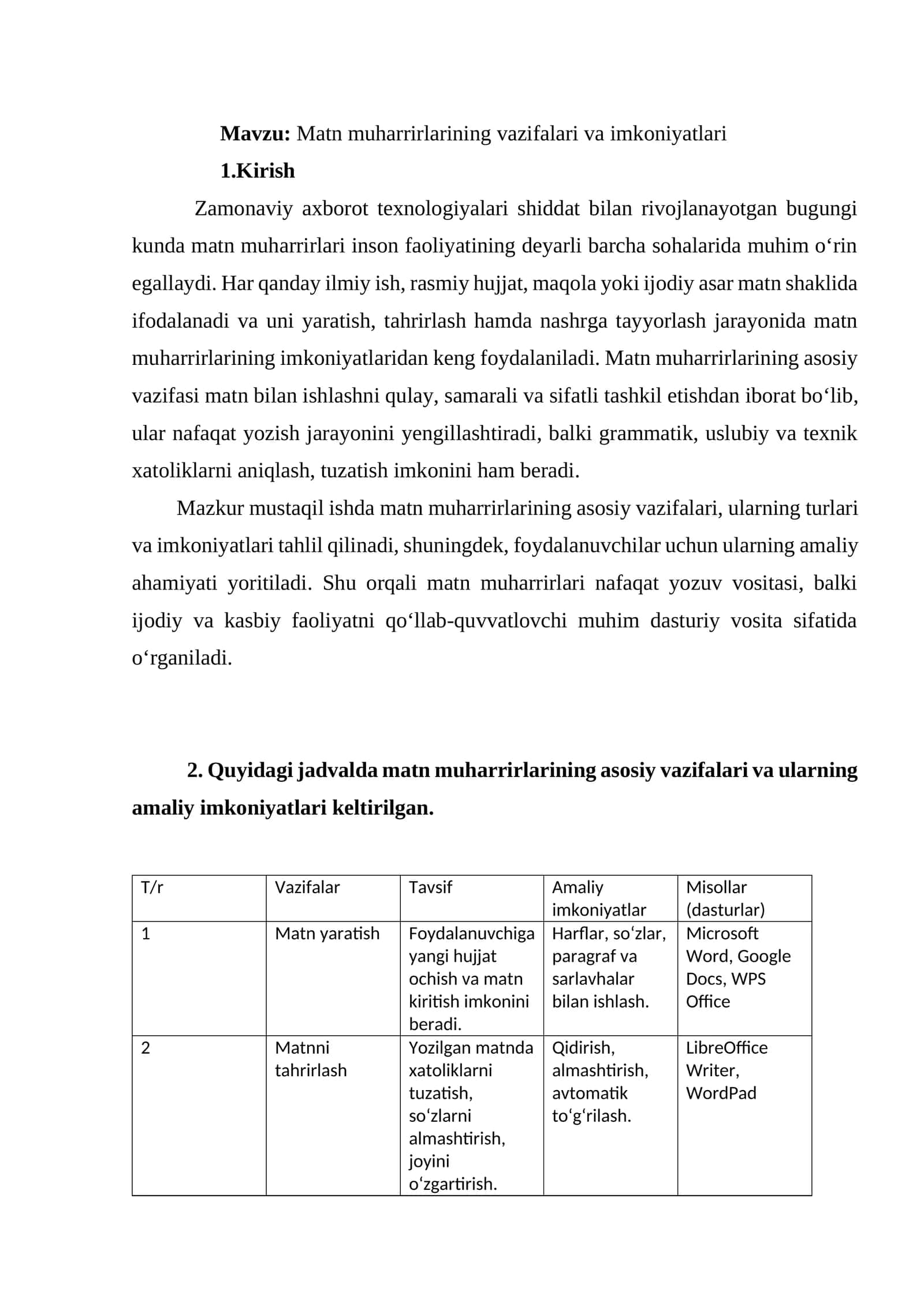 Matn muharrirlarining vazifalari va imkoniyatlari 1