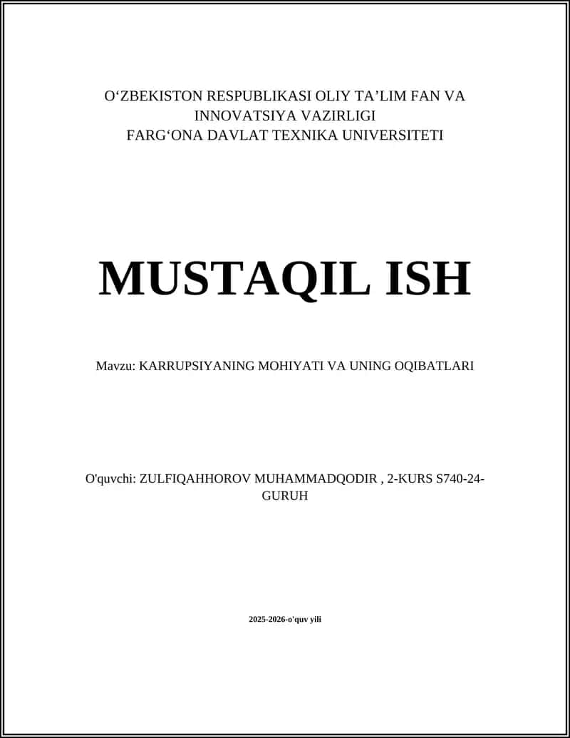 KARRUPSIYANING MOHIYATI VA UNING OQIBATLARI 1