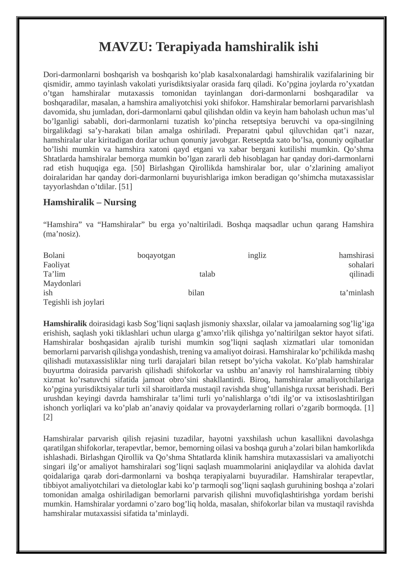 Terapiyada hamshiralik ishi 1